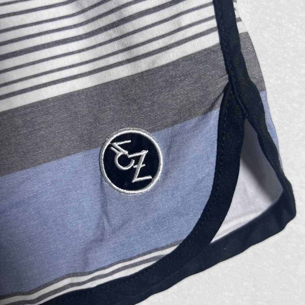 Ezekiel Mens Striped Board Shorts Blue Pink Grey Swim Trunks Size 36 Surf‎